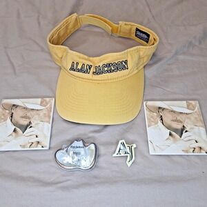 Alan Jackson Visor and‎ Memorabilia Cracker Barrel Mints Coasters and Pin